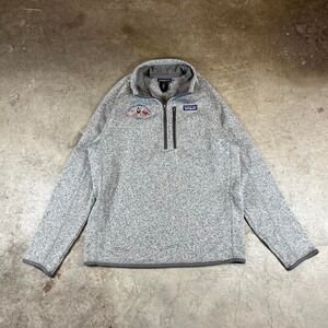 Grey Patagonia Synchilla fleece quarter zip pullover with embroidered logo